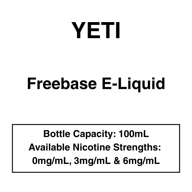 Yeti E-liquid 100ml – 0/3mg – 14 Flavours