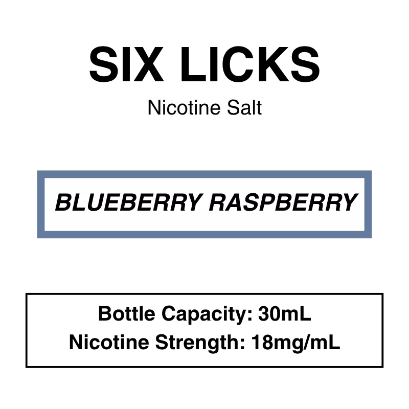 Six Licks – NicSalt – 30ml – 18mg/ml Nicotine (35mg/ml Nicotine Salt) - Image 2
