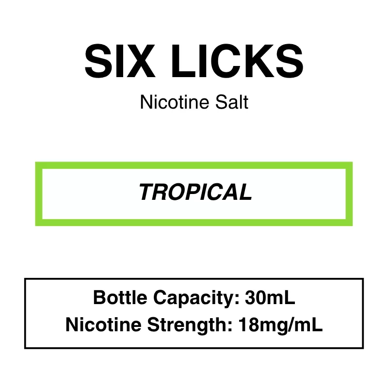 Six Licks – NicSalt – 30ml – 18mg/ml Nicotine (35mg/ml Nicotine Salt) - Image 3