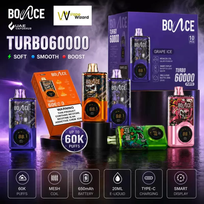 Bounce Turbo 60k Puffs 20mg Disposable Vape in Dubai