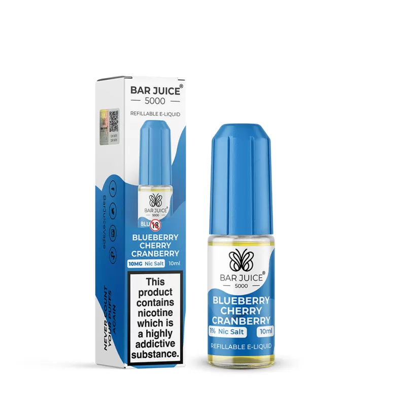 Blueberry Cherry Cranberry Bar Juice 5000 Nic Salts e Liquid 10ml – TPD