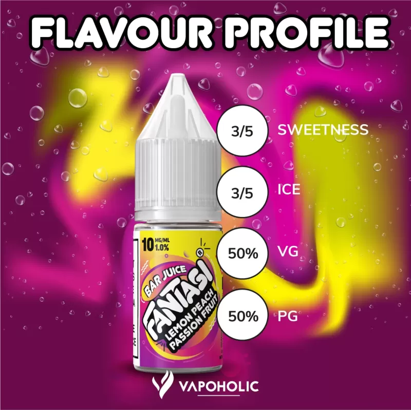 Lemon Peach Passion Fruit (Bar) Fantasi Nic Salt E-Liquid 50/50VG – 10ml – TPD