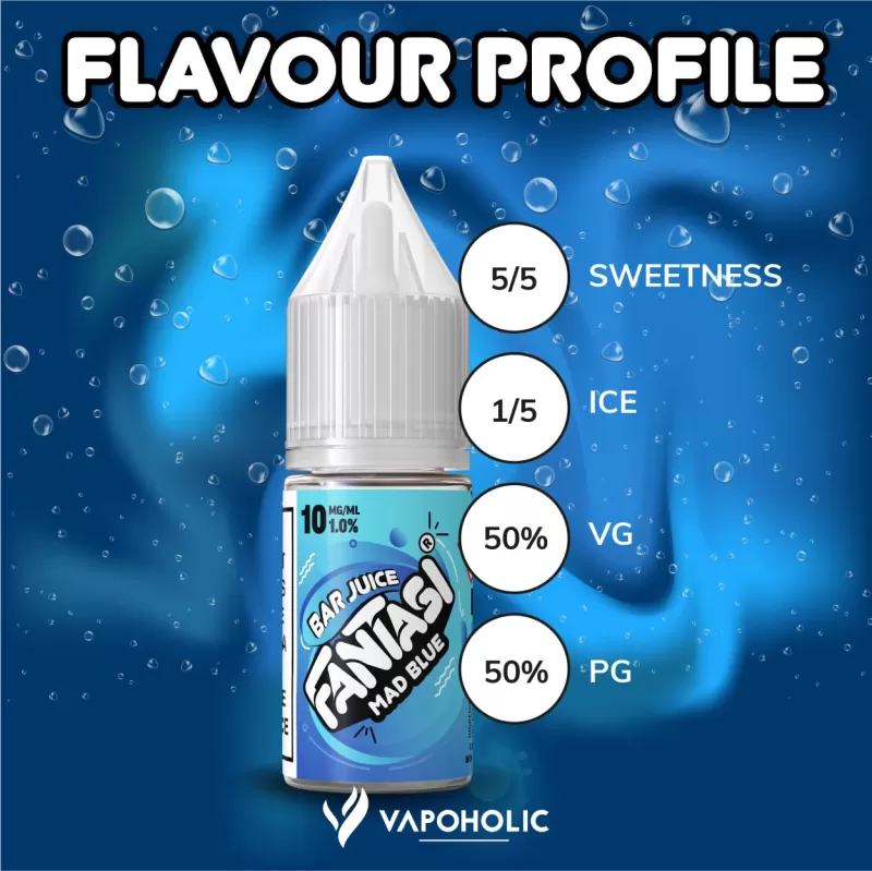 Mad Blue (Bar) Fantasi Nic Salt E-Liquid 50/50VG – 10ml – TPD