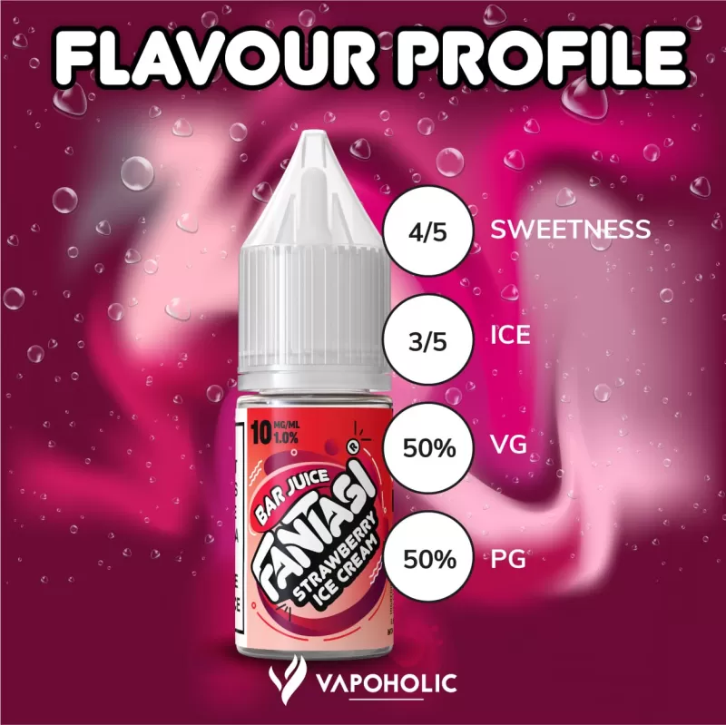 Strawberry Ice cream (Bar) Fantasi Nic Salt E-Liquid 50/50VG – 10ml – TPD