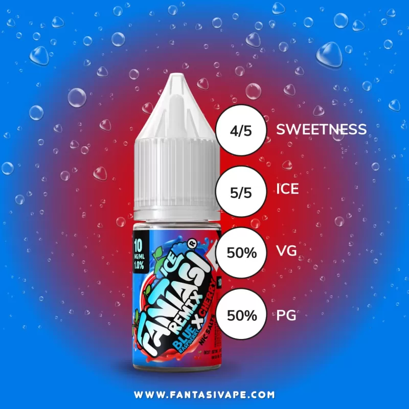 Blue raspberry X Cherry Ice (Remix) Fantasi Nic Salt E-Liquid 50/50VG – 10ml – TPD