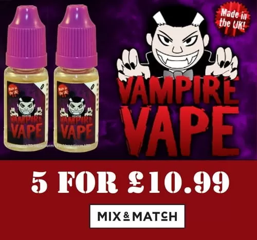 5x Vampire Vape E Liquid – NICOTINE FREE – 5X10ml TPD - Image 2