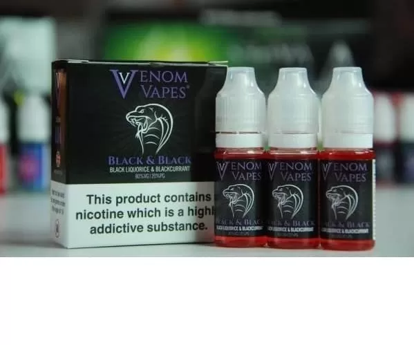 Black & Black – Venom Vapes Premium E-liquid 80VG – TPD