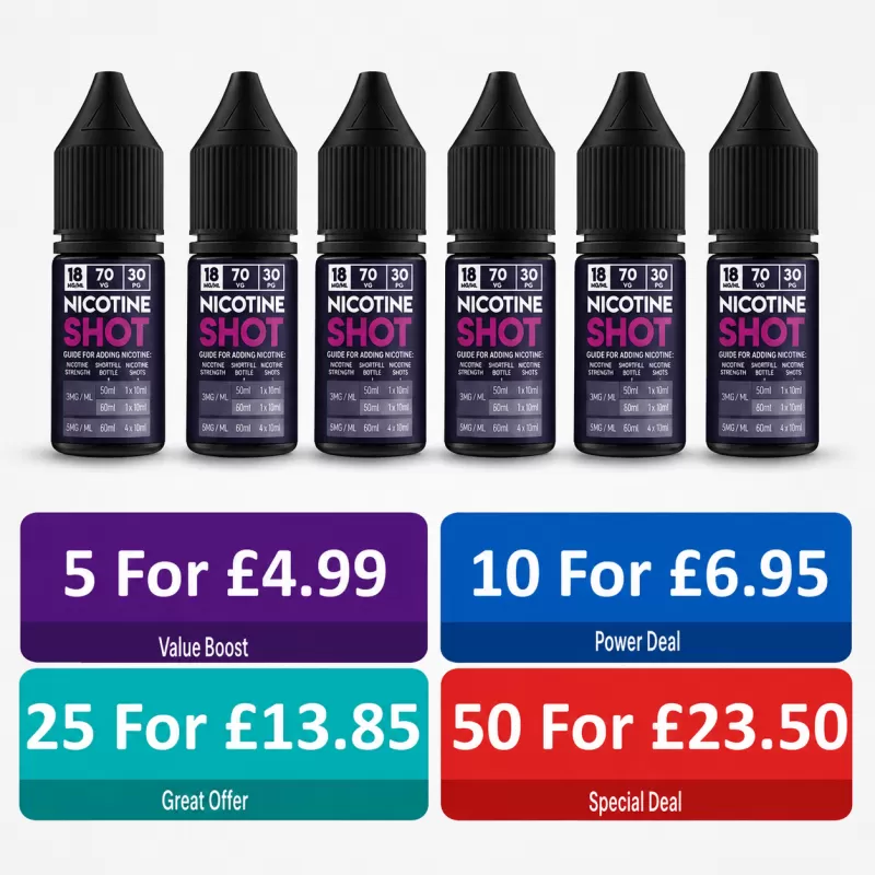-Nicotine Shots 18mg 50VG / 70VG Flavour Planet Nic Shot