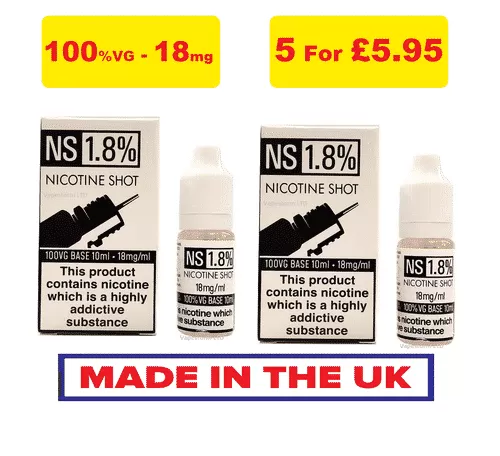 NS Nicotine Shots 18mg – 100%VG Nic Shots For Cloud Chaser