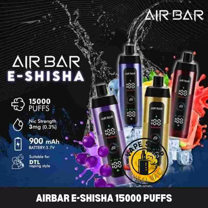 Airbar E-shisha 15000 puffs 3mg nicotine DTL Vape Buy in Dubai