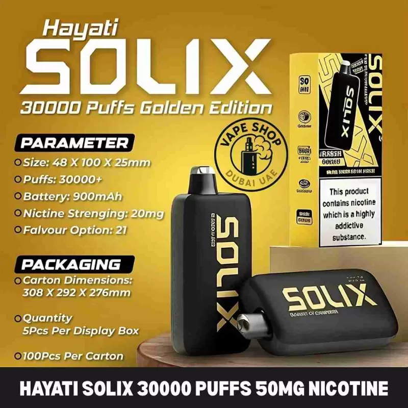 Hayati Solix 30000 Puffs 50MG Nicotine Disposable Vape In Dubai