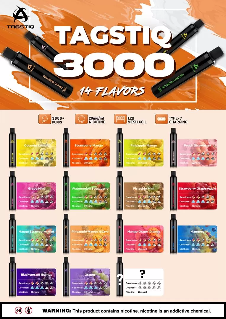 TAGSTIQ DISPOSABLE VAPE POD 3,000 PUFFS