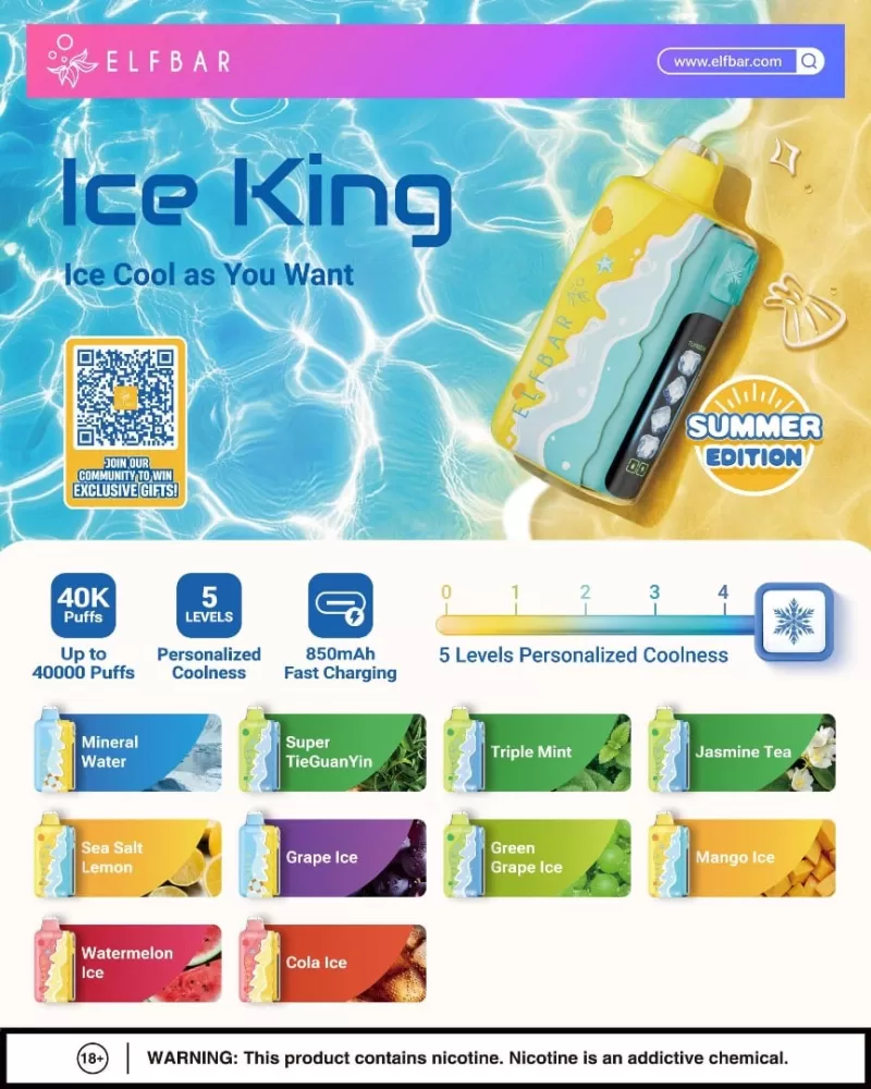 ELF BAR ICE KING DISPOSABLE VAPE POD 40,000 PUFFS