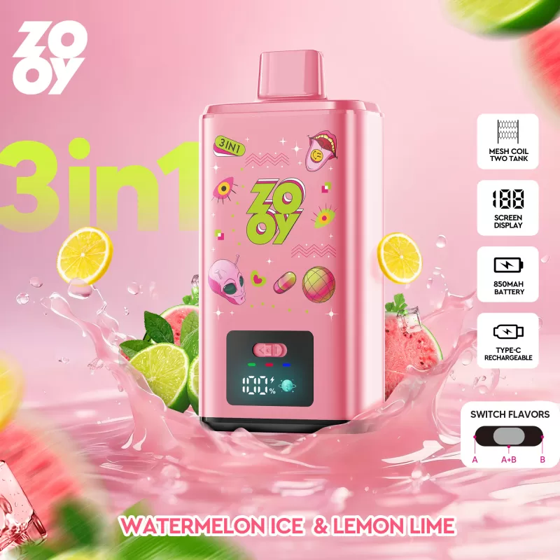 ZOOY 3 IN 1 150K – 150K Puffs Dual Liquid Tank 2% 3% 5% Nicotine Disposable Vape - Image 2