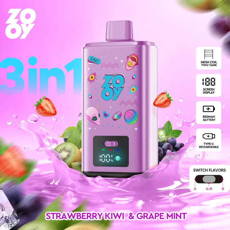 ZOOY 3 IN 1 150K – 150K Puffs Dual Liquid Tank 2% 3% 5% Nicotine Disposable Vape - Image 3