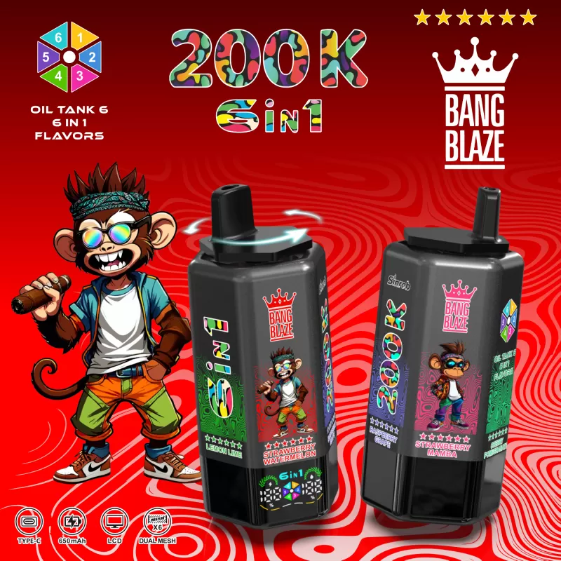 Bang Blaze 200K – 200K Puffs 6 in 1 Flavors LCD Screen Disposable Vape - Image 3