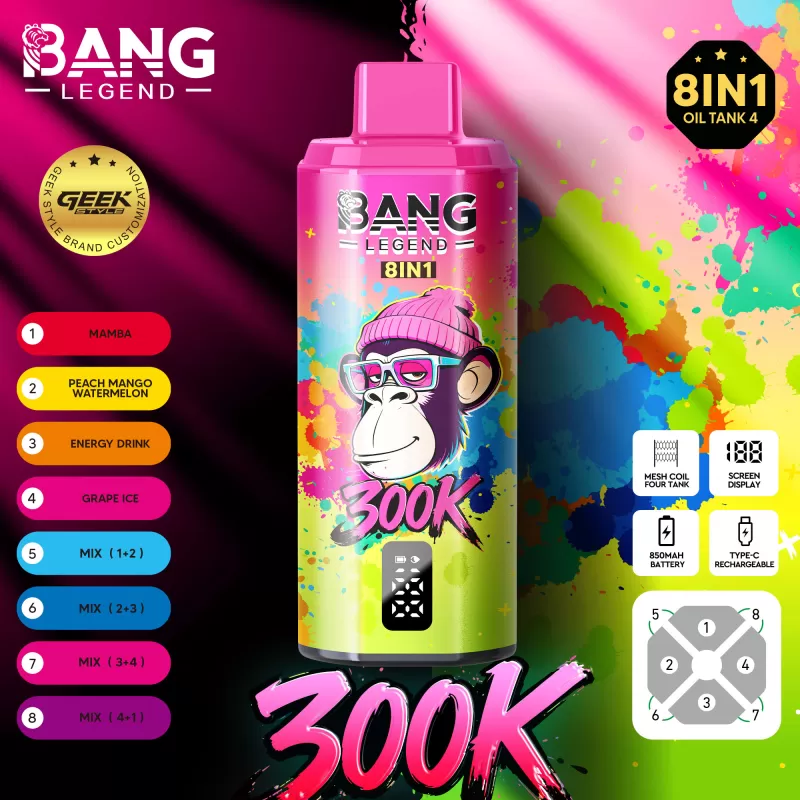 Bang Legend 300K- 300K Puffs 8-in-1-flavor-system 850mAh Disposable Vape - Image 2