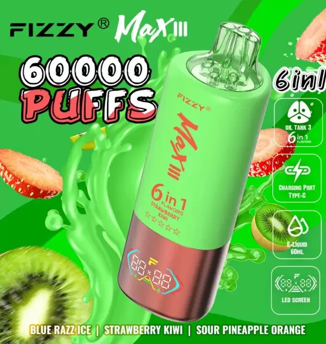 FIZZY MAX III 60000 – 60K Puffs 60ml E-liquid 6-in-1 Flavor Disposable Vape - Image 3