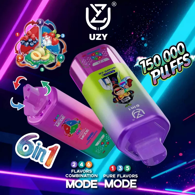 UZY 6 IN 1 150000 – 150K Puffs 0%/2%/3%/5% Nicotine 64ml Disposable Vape Wholesale Price