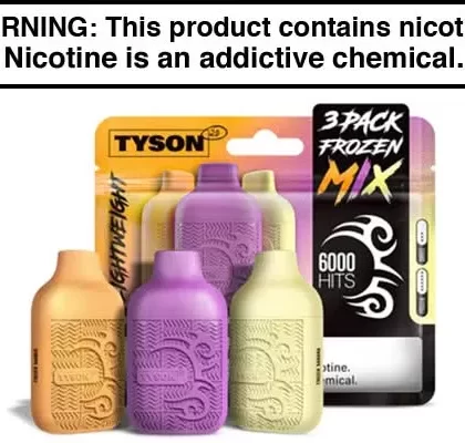 TYSON 2.0 LIGHTWEIGHT DISPOSABLE VAPE 6000 PUFFS (3-PACK)