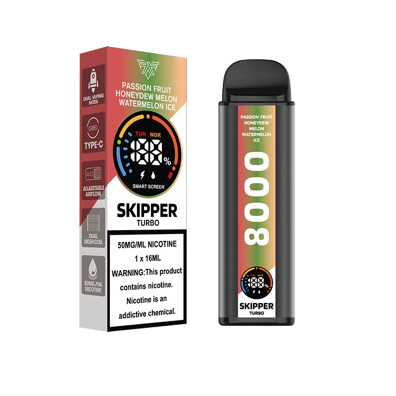 Skipper Turbo Disposable Vape – Passion fruit Honeydew Melon Watermelon Ice 50mg (10000Puffs) - Image 2