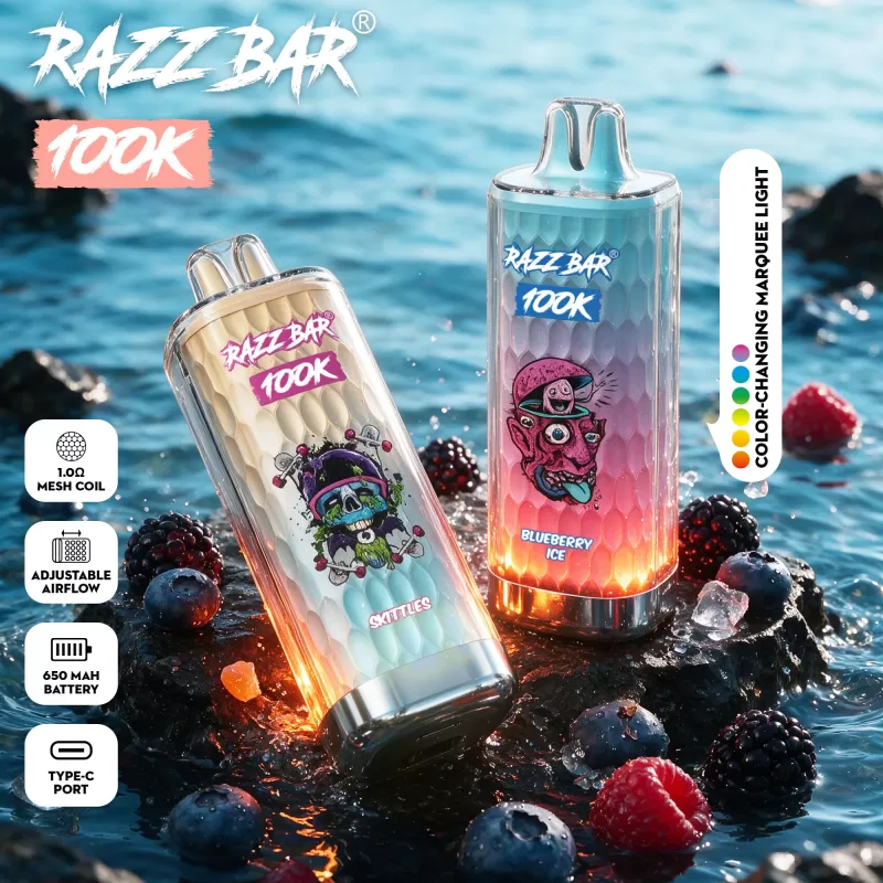 Razz Bar 100000 100K Puffs Disposable Vape 2% / 5% Salt Nicotine