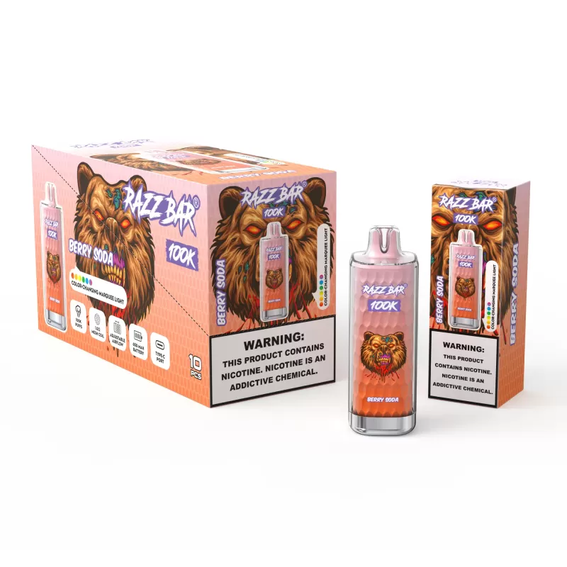 Razz Bar 100000 100K Puffs Disposable Vape 2% / 5% Salt Nicotine - Image 2