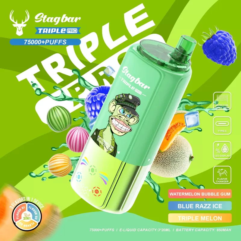 Stagbar Triple Pro 75000 – 3-in-1 Flavor Rechargeable Disposable Vape