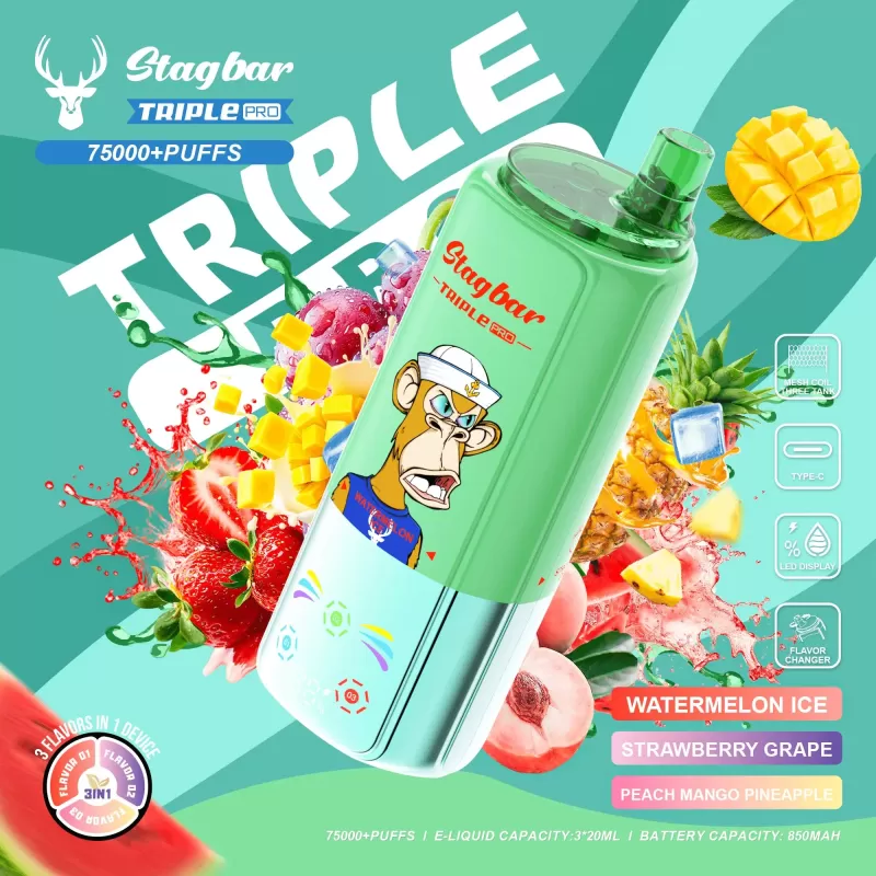 Stagbar Triple Pro 75000 – 3-in-1 Flavor Rechargeable Disposable Vape - Image 2