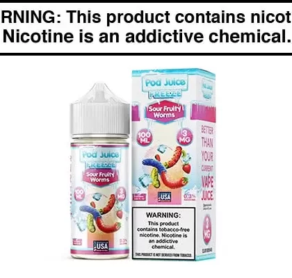 SOUR FRUITY WORMS FREEZE BY POD JUICE TFN 100ML
