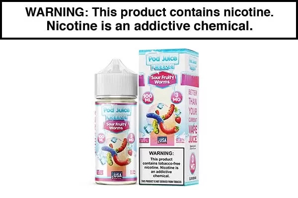 SOUR FRUITY WORMS FREEZE BY POD JUICE TFN 100ML