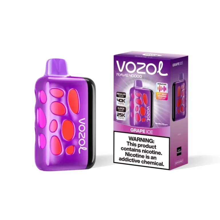 40000 Puffs Disposable Vape | VOZOL RAVE Grape Ice Flavor LED | Rechargeable Vape - Image 2