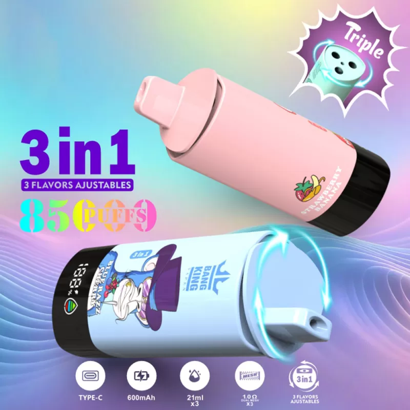 Bang King Triple 85K 3‑in‑1 Disposable Vape | 85,000 Puffs | Triple Flavor Pods - Image 3