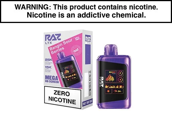RAZ LTX 25K ZERO DISPOSABLE VAPE – 25,000 PUFFS