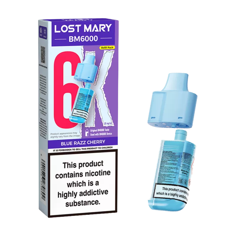 Blue Razz Cherry Lost Mary BM6000 Refill Pack