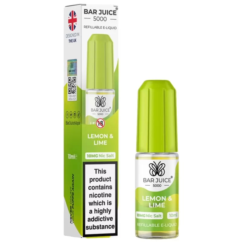 Lemon & Lime Nic Salt E-Liquid by Bar Juice 5000 (10ml)