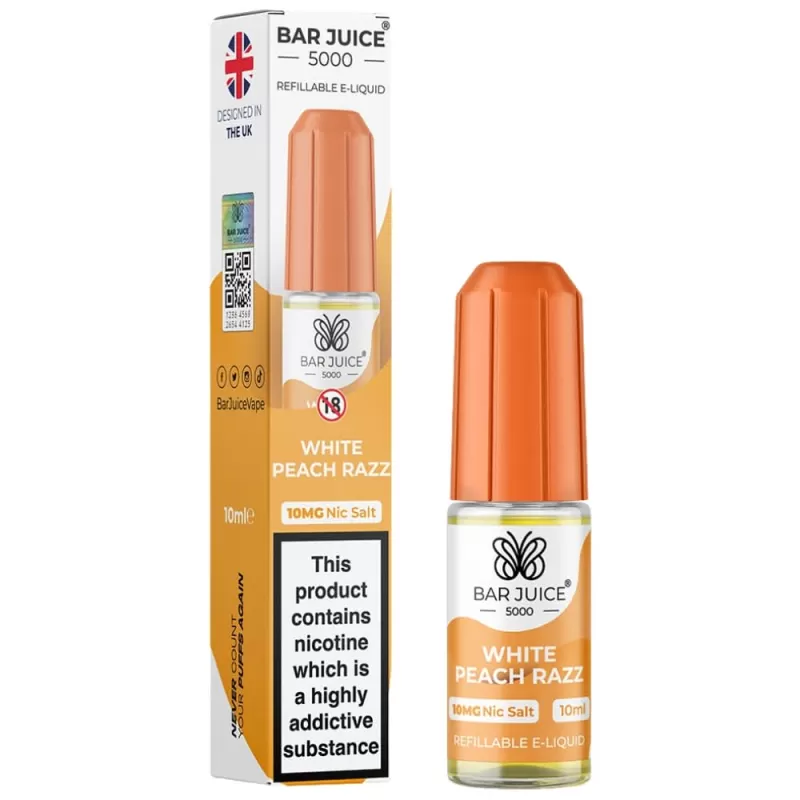 White Peach Razz Nic Salt E-Liquid by Bar Juice 5000 (10ml)