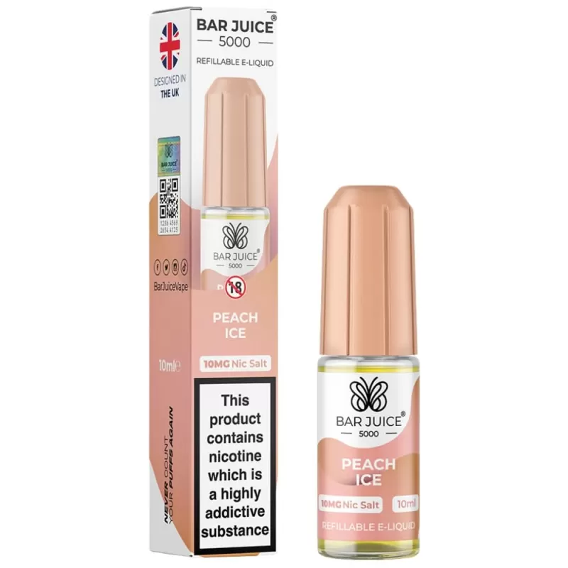 Peach Ice Nic Salt E-Liquid by Bar Juice 5000 (10ml)
