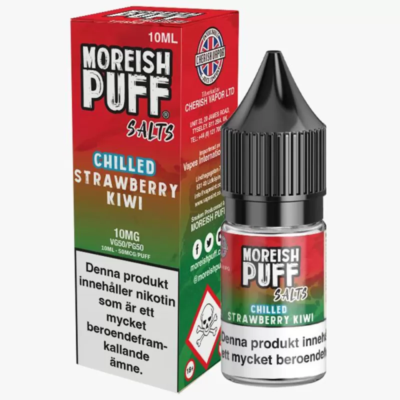 Moreish Puff – Strawberry & Kiwi Nicosalt 10mg 10ml – vape juice med nikotin