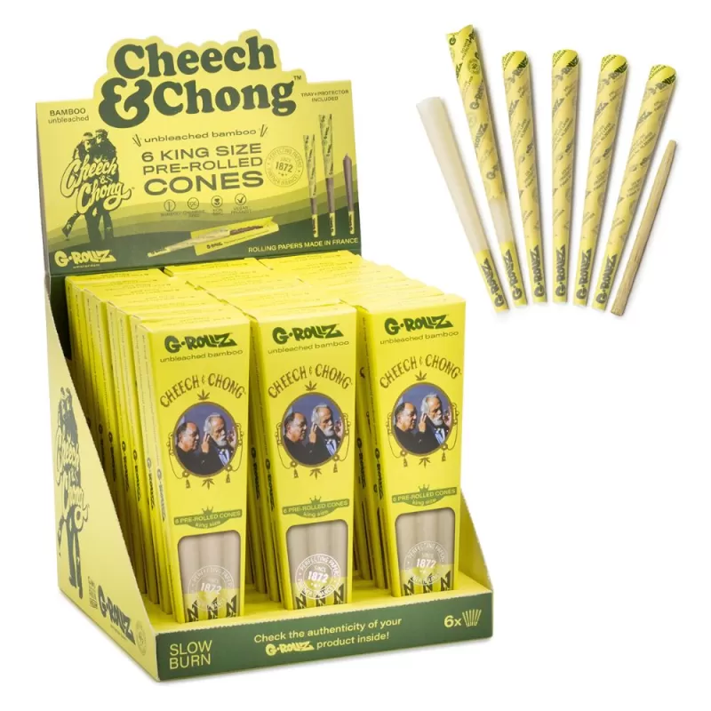 G-Rollz Cheech & Chong Pre-Rolled Cones – 6 King Size Bamboo Unbleached