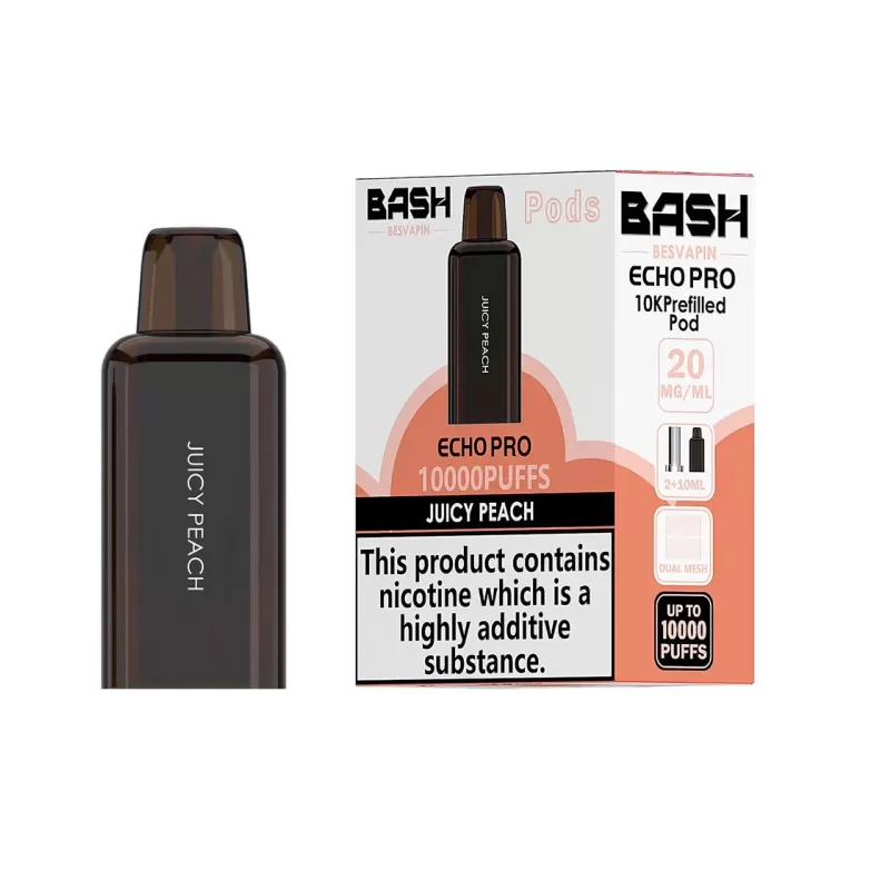 Bash Vape Echo Pro 10K Juicy Peach Replacement Pods – 20mg Nic Salt