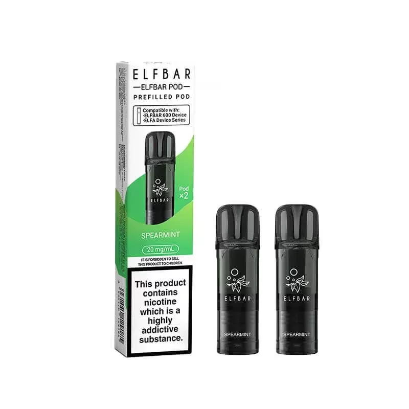 Elf Bar 600 Spearmint Prefilled Vape Pods 20mg – 2PK