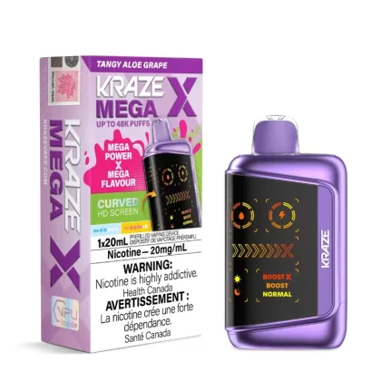 Kraze Mega X 48k Disposable Vape – Tangy Aloe Grape