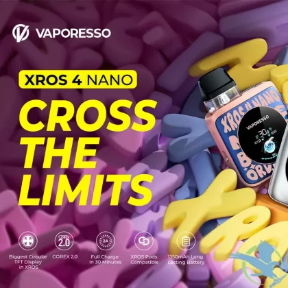 Vaporesso XROS 4 Nano 1350mAh Pod System Starter Kit With 2 x 3ML XROS Series Mesh Pod