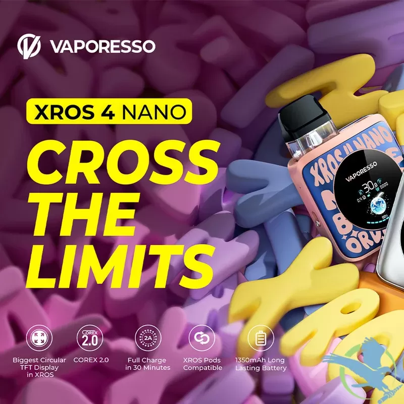 Vaporesso XROS 4 Nano 1350mAh Pod System Starter Kit With 2 x 3ML XROS Series Mesh Pod