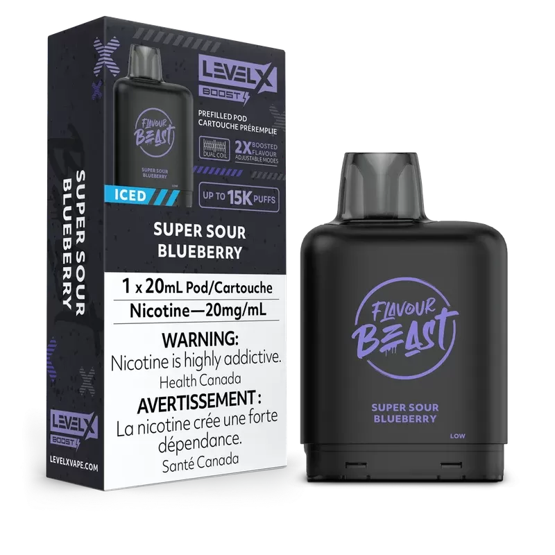Level X Boost – Flavour Beast – Super Sour Blueberry Iced Pods