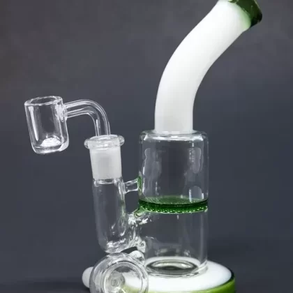 6″ Green White Neck Honeycomb Shower Bend Dab Rig