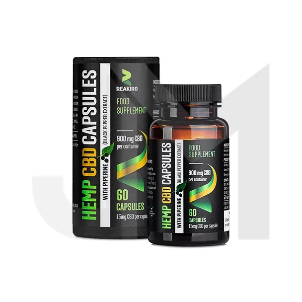 Reakiro 900mg CBD Full Spectrum Vegan Piperine Capsules – 60 Caps (BUY 1 GET 1 FREE)
