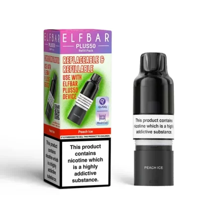 Peach Ice Elf Bar Plus 50 Prefilled Pod + Refill Container