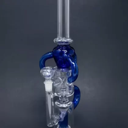 16″ Blue Recycler Bong w/ Percolator
